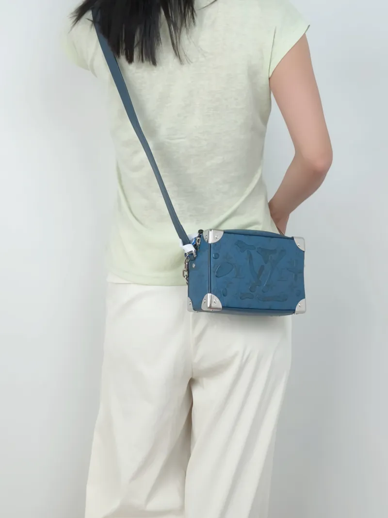 Louis Vuitton Crossbody Bag SOFT TRUNK Box Blue PV Cmini18.5 × 8 × 13 cm — on-model view 2 of 3