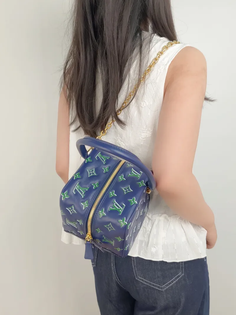 Louis Vuitton Top Handle Bag Square Blue Calfskin One Size15 × 15 × 15 cm — on-model view 3 of 3