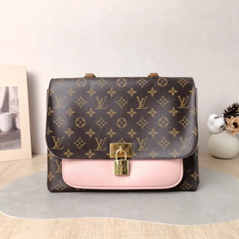 Louis Vuitton Crossbody Bag Marignan Messenger Bag Pink PVC · Calfskin Large 29 × 13.5 × 21 cm