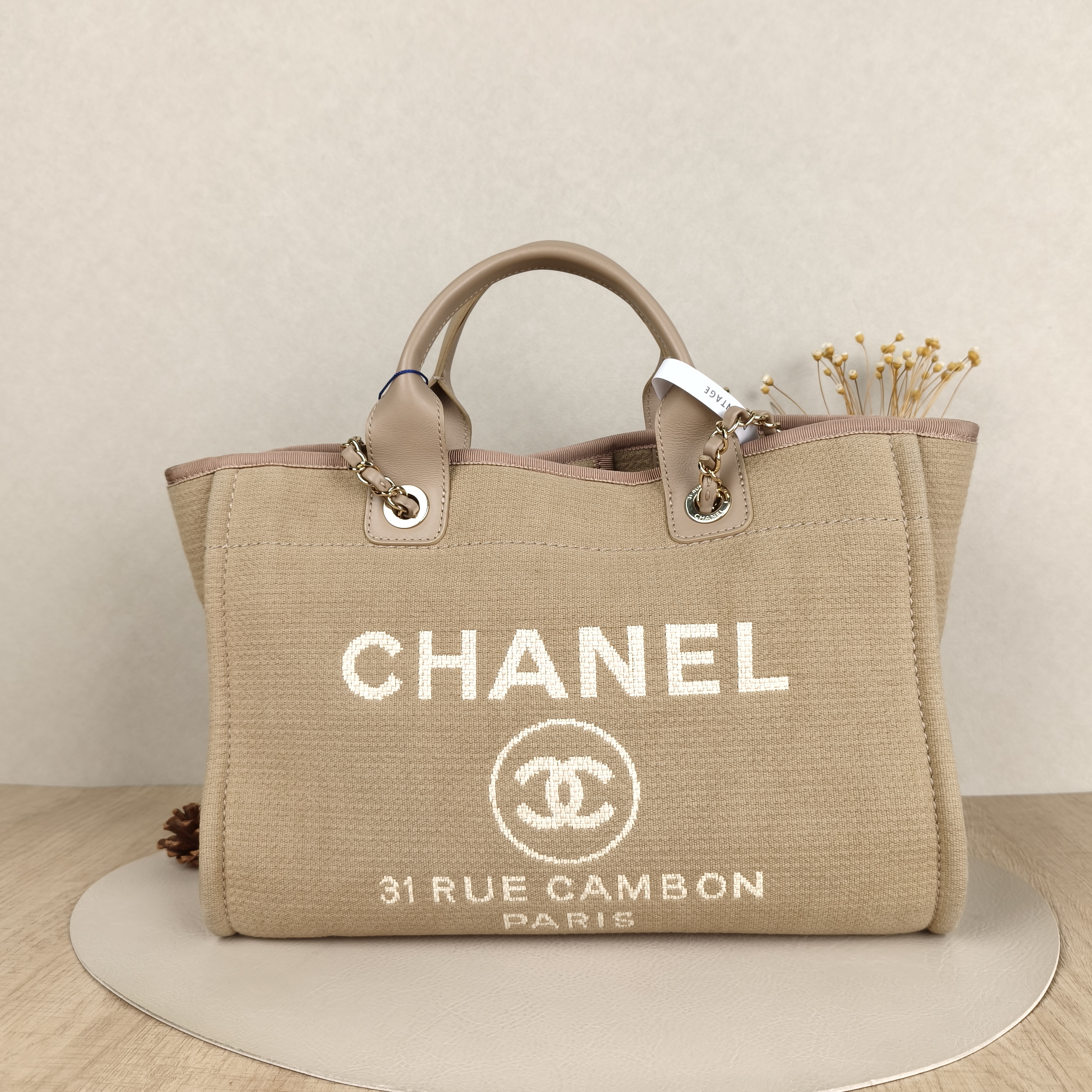Chanel Shoulder Bag Brown Canvas34.5 × 15.5 × 27 cm