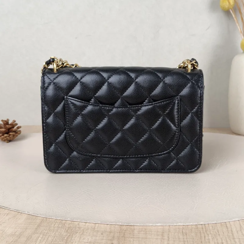 Chanel Crossbody Bag 24s woc Black Grained Calfskin Mini 19.2 × 3.5 × 12.3 cm — cover view 6 of 6