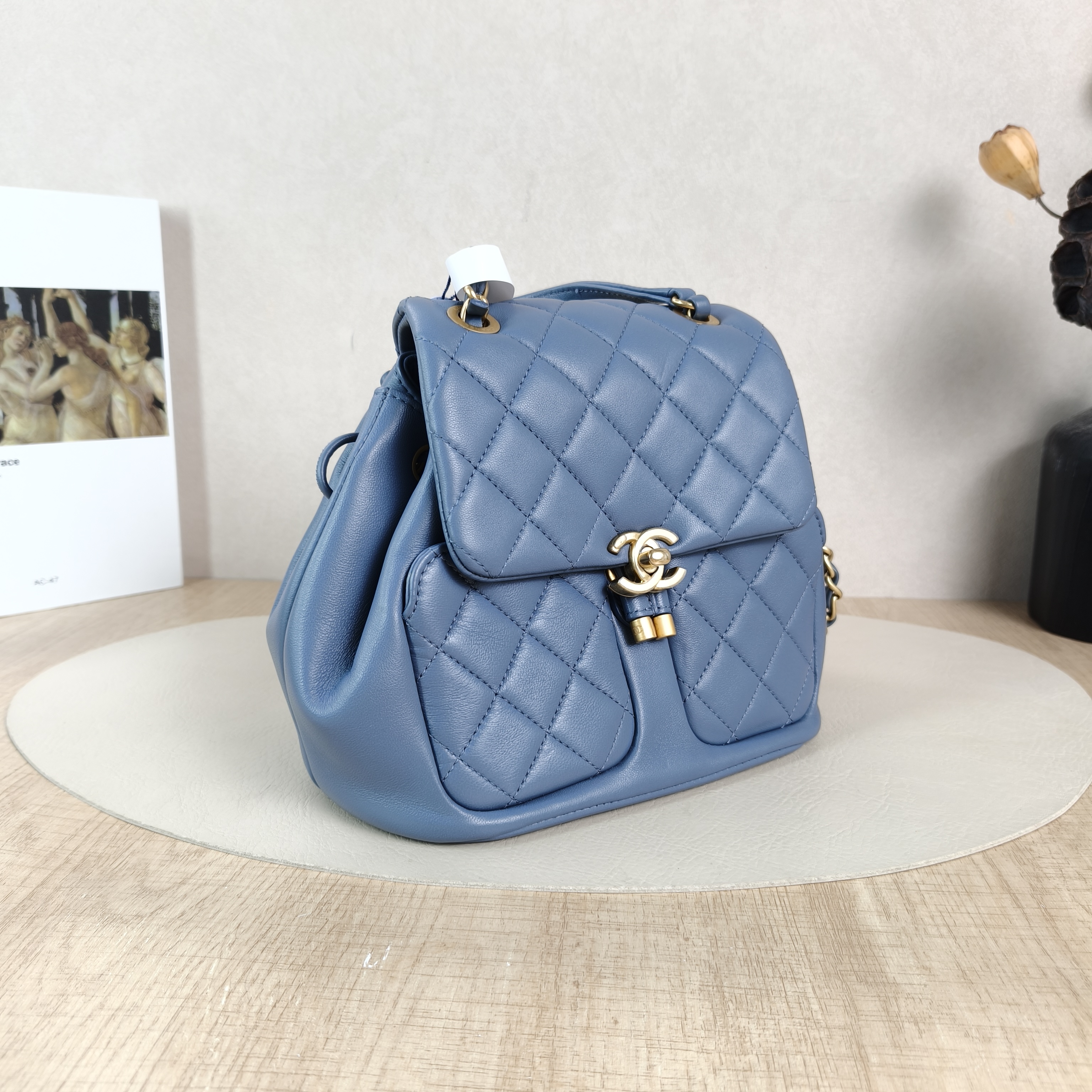 Chanel Crossbody Bag Backpack Blue Lambskin One Size20 × 14 × 23 cm — cover view 3 of 5