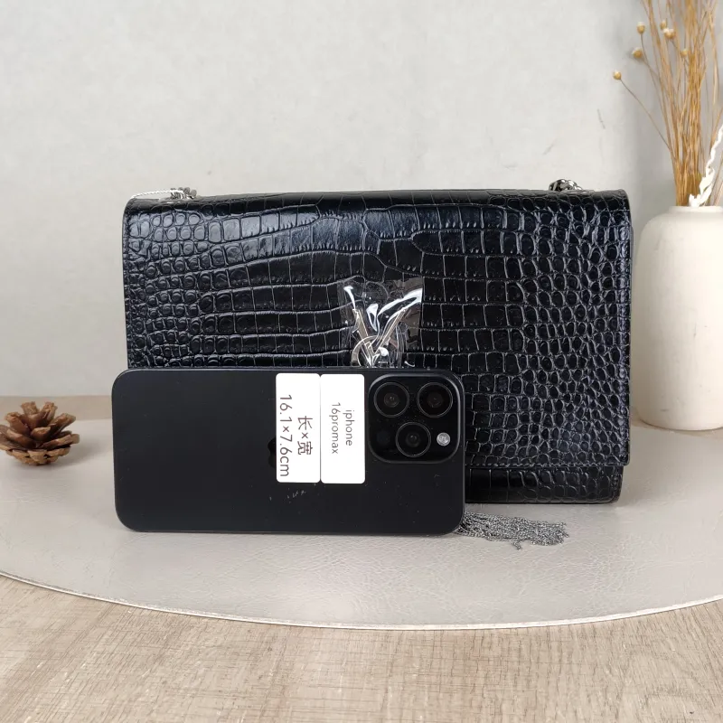 SAINT LAURENT Crossbody Bag KATE Edition Black Calfskin Medium 24 × 5.5 × 14.5 cm — cover view 3 of 5