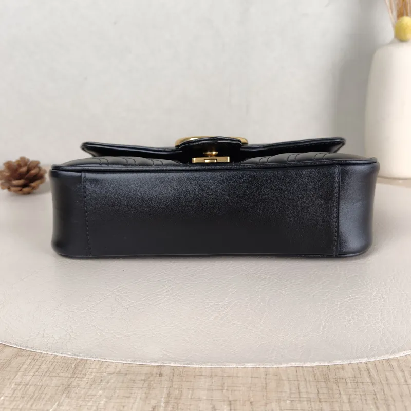GUCCI Crossbody Bag GG Marmont Small Marmont 22 Black CC alfskin Small 22 × 6 × 13 cm — cover view 3 of 5
