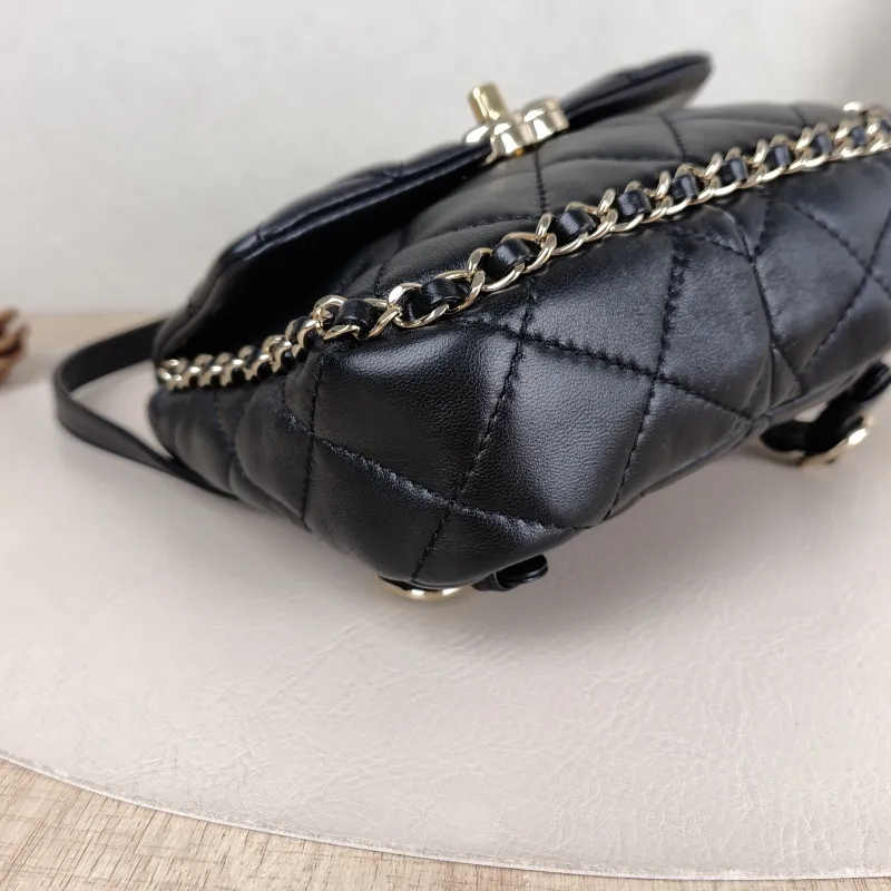 Chanel Backpack logo Backpack Black Lambskin 19 × 6 × 17 cm — detail view 10 of 13