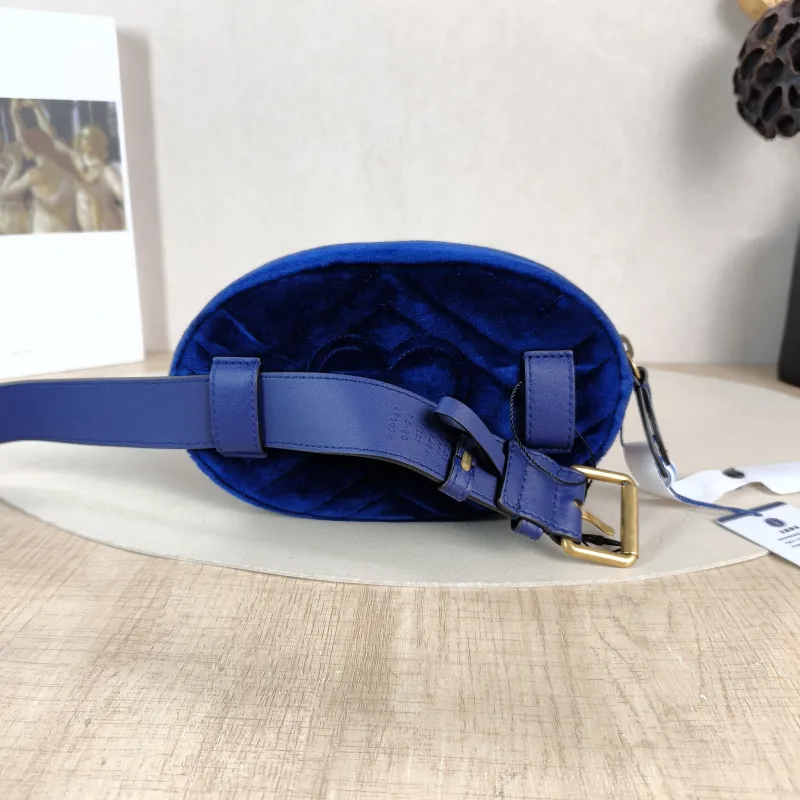 GUCCI Belt Bag GG Marmont Marmont Belt Bag Blue Velvet 19 × 5 × 11.5 cm — cover view 3 of 6