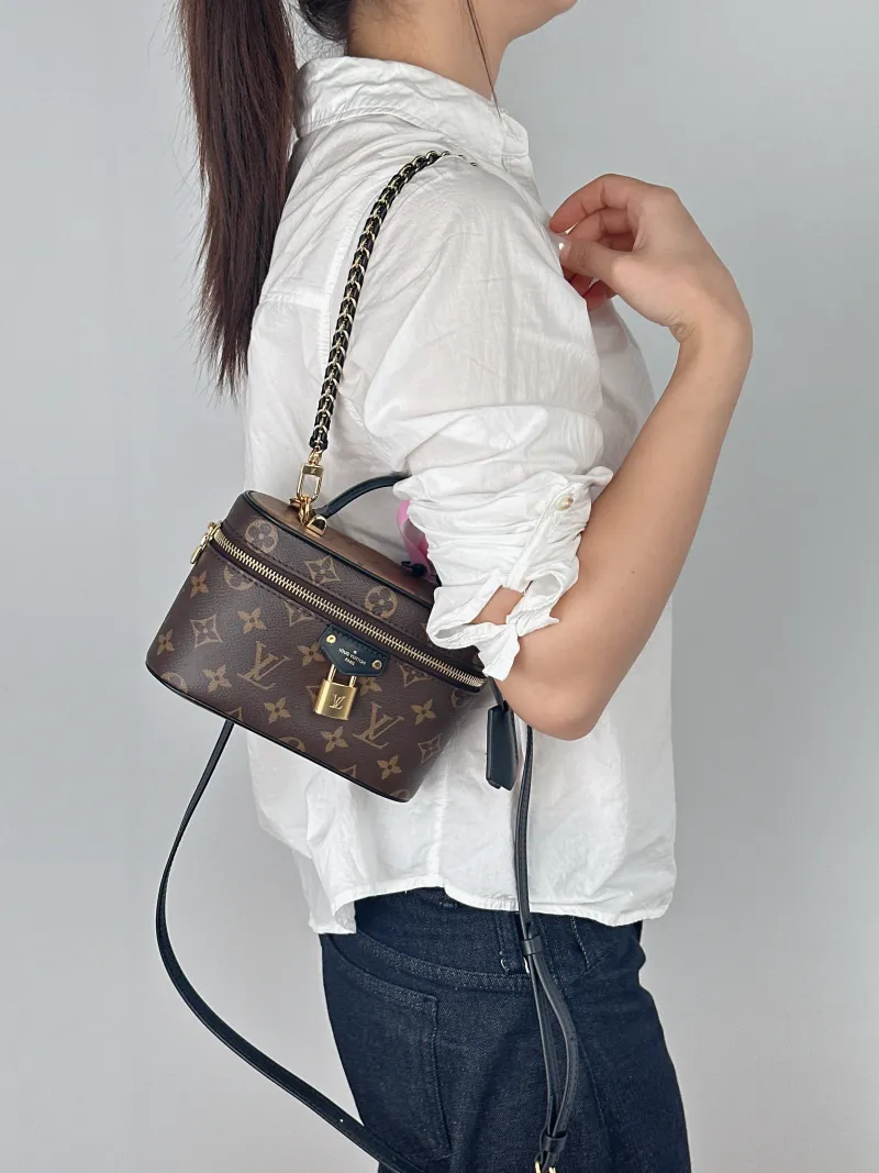 Louis Vuitton Shoulder Bag VANITY POUCH Cosmetic Bag Monogram PVC One Size19 × 6.5 × 11.5 cm — on-model view 3 of 3