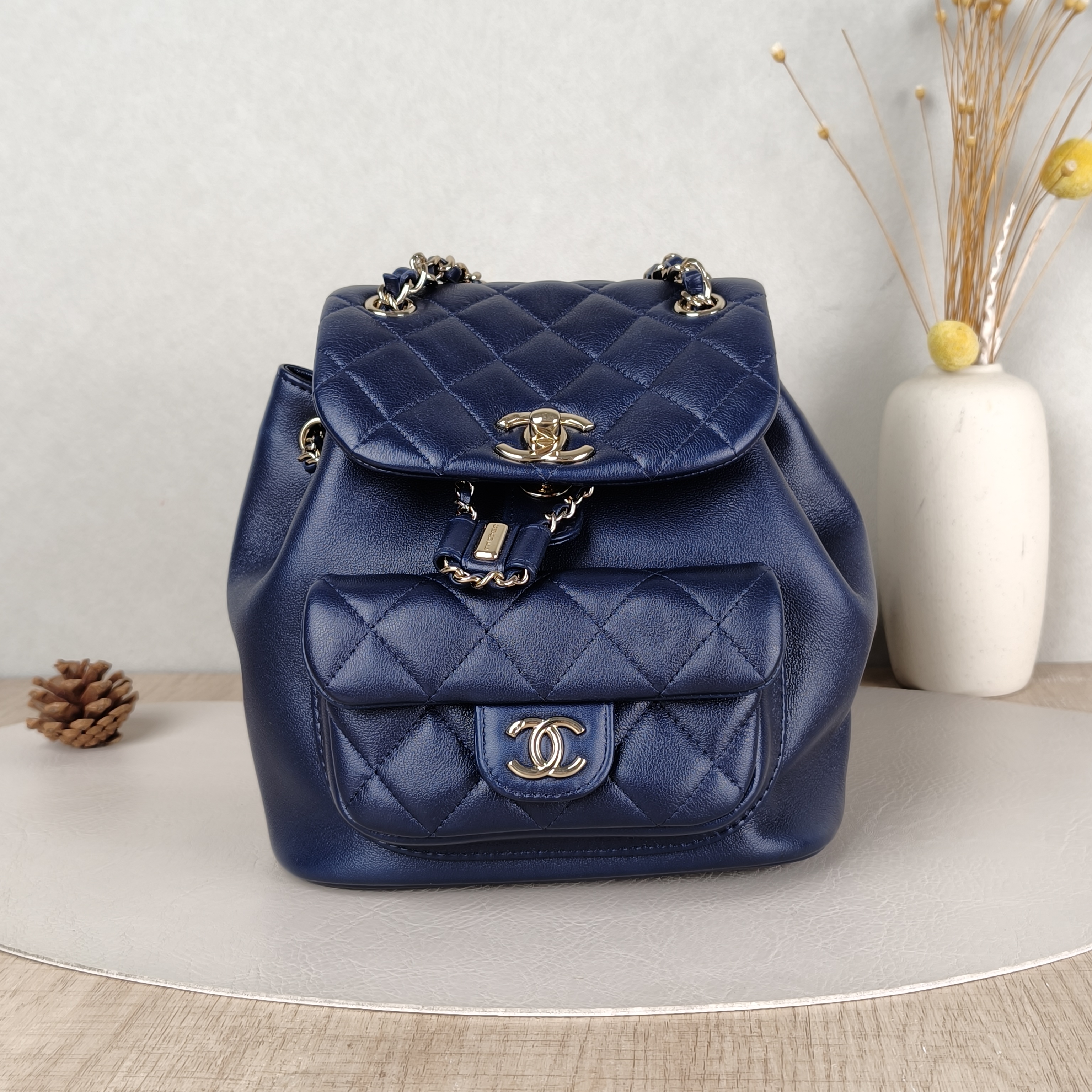Chanel Backpack Duma Blue Lambskin Small18 × 12 × 18.5 cm