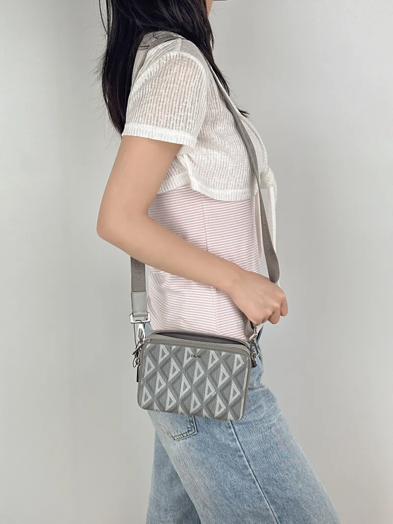 DIOR Shoulder Bag Messenger Bag Shoulder Bag Grey PVC One Size17 × 5 × 12.5 cm — on-model view 1 of 2