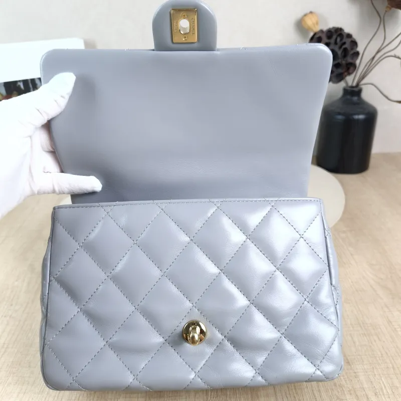 Chanel Crossbody Bag 23s Grey Lambskin One Size 23.5 × 7.5 × 17 cm — detail view 10 of 13