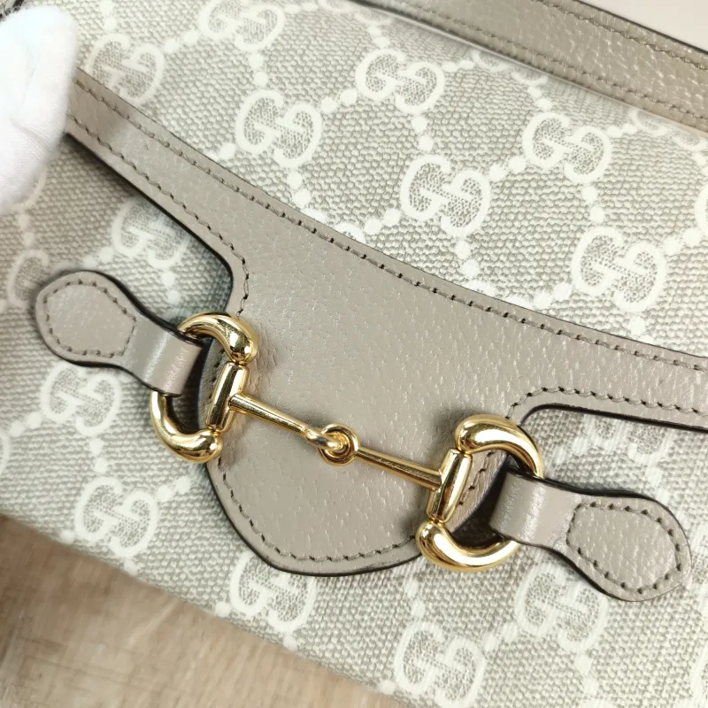GUCCI Crossbody Bag Horsebit 1955Collection Mini Box Bag White Monogram PVC Mini 18 × 5 × 12 cm — detail view 5 of 11