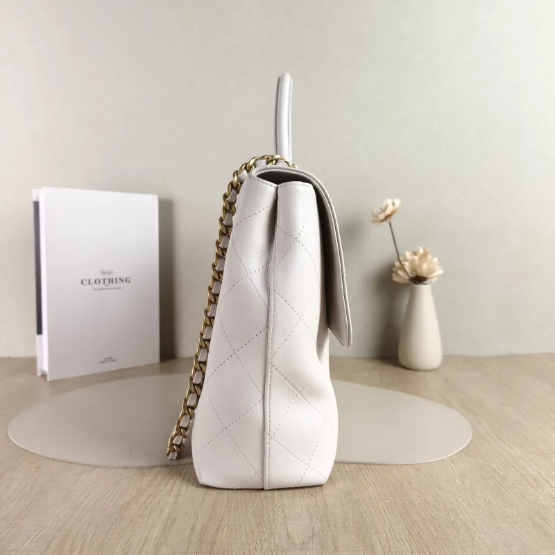 Chanel Top Handle Bag White Calfskin Large 38 × 11 × 27 cm — detail view 12 of 13