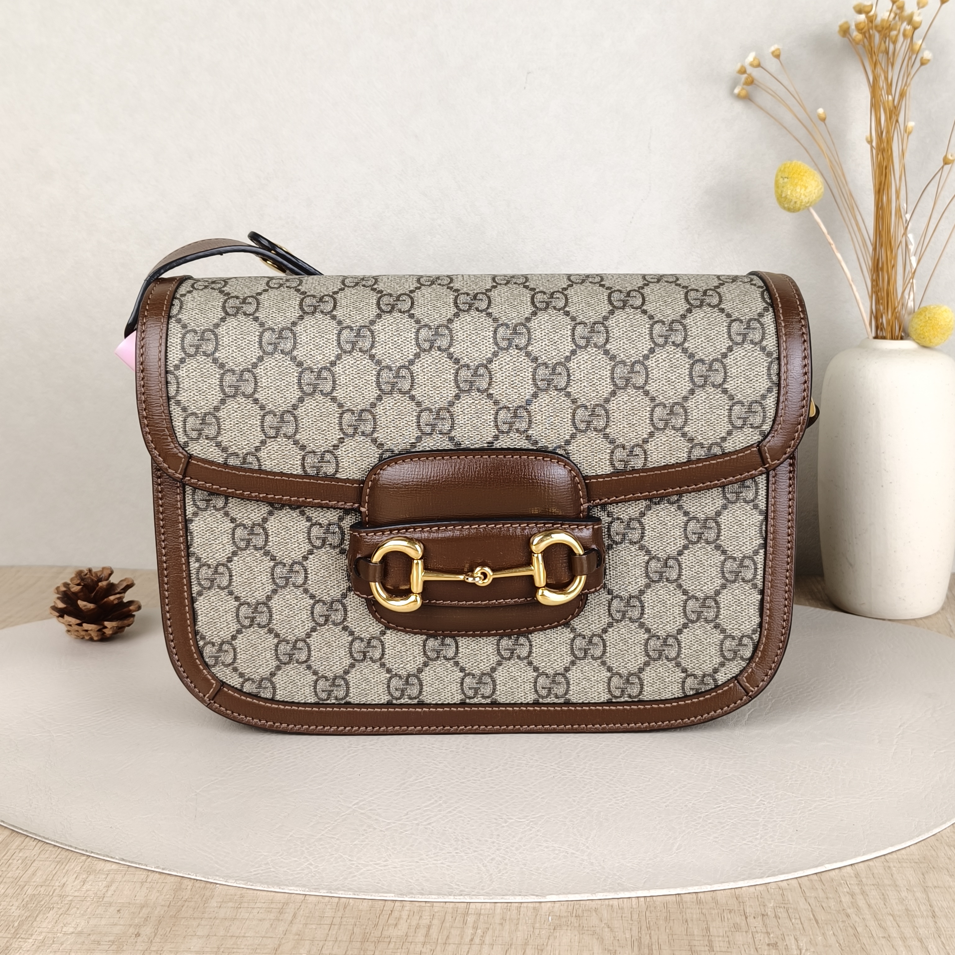 GUCCI Shoulder Bag Horsebit 1955 Horsebit Medium Monogram PVC Medium25 × 8 × 18 cm