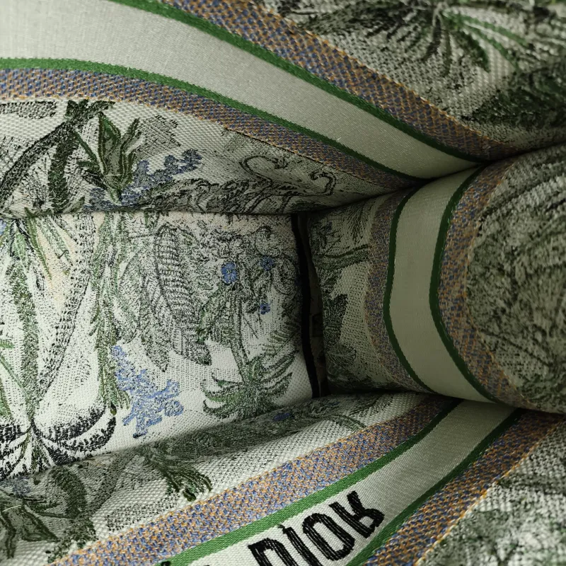 DIOR Top Handle Bag Book Tote Embroidered Green Canvas Large 42 × 18.5 × 35 cm — detail view 9 of 9
