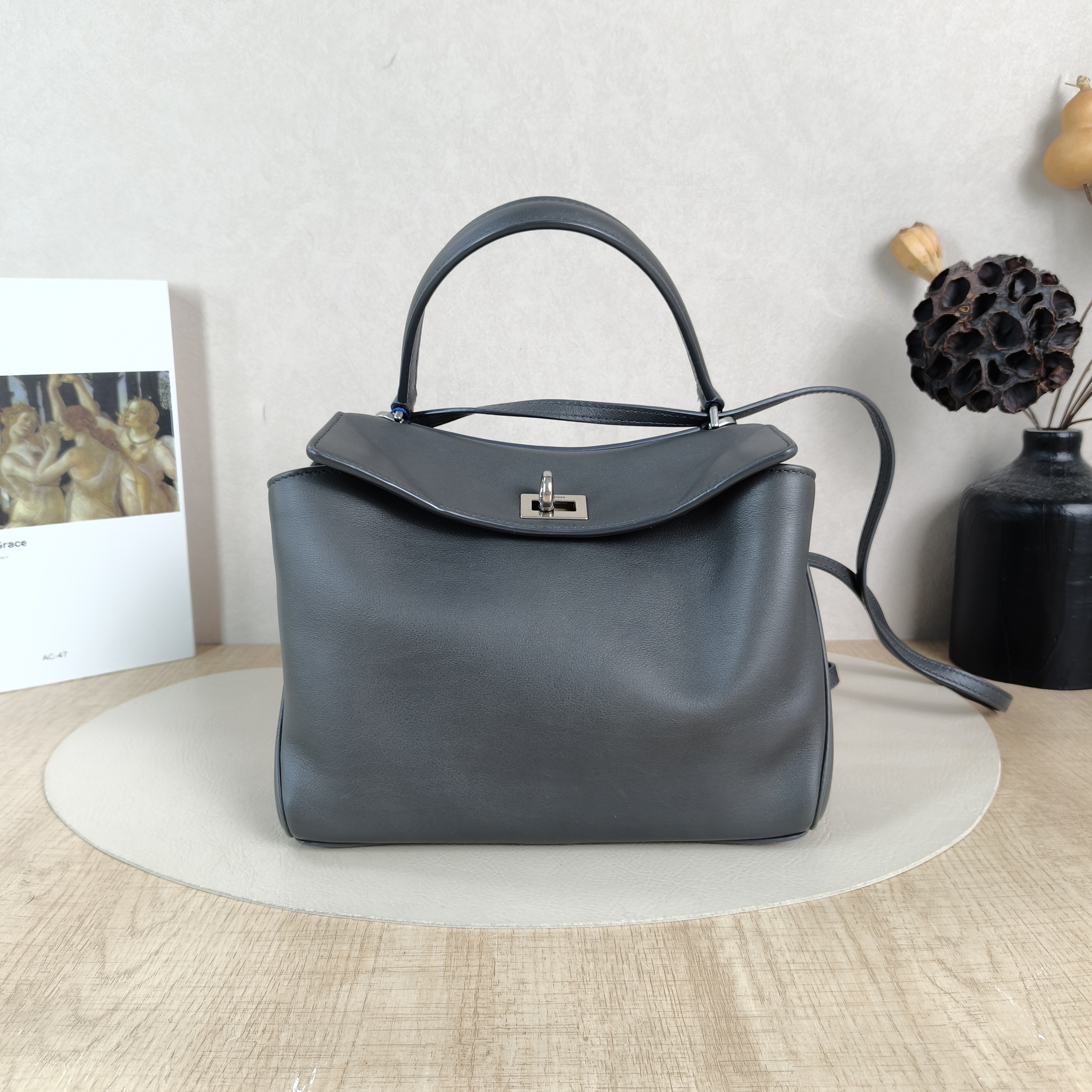 BALENCIAGA Crossbody Bag RODEO Grey Calfskinmini23 × 10 × 17 cm