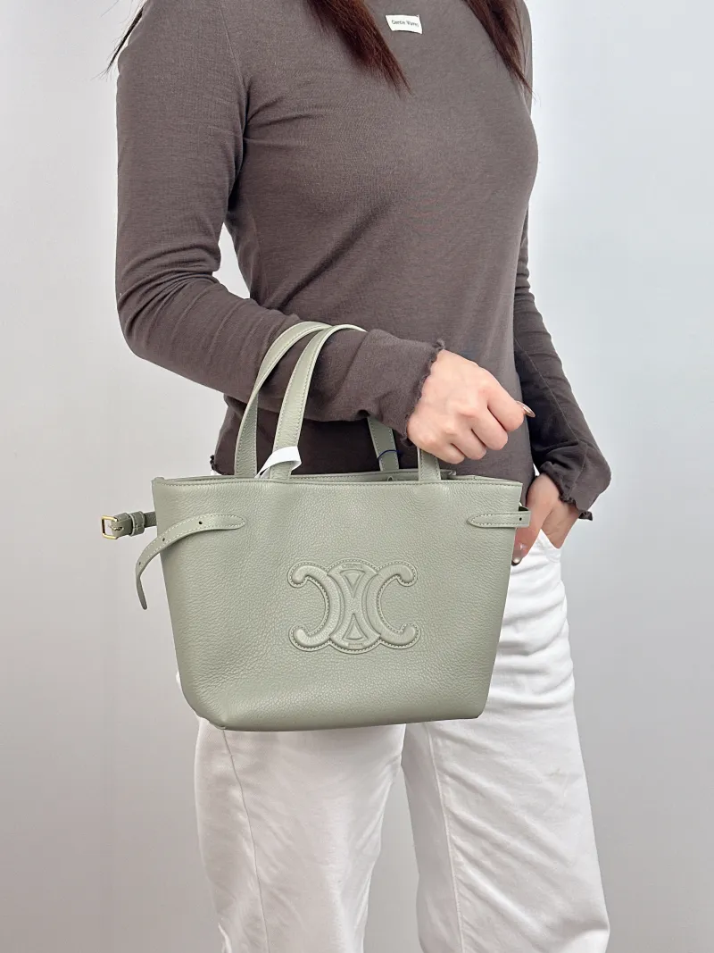 CELINE Shoulder Bag Anais Tote Bag Green Calfskin Mini 20 × 10 × 21 cm — on-model view 1 of 2