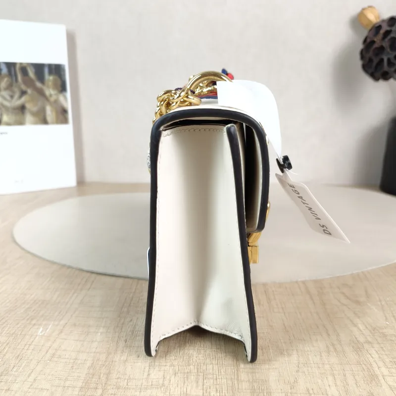 GUCCI Shoulder Bag Sylvie Shoulder Strap Edition White CC alfskin Mini 19 × 8 × 14 cm — detail view 11 of 13