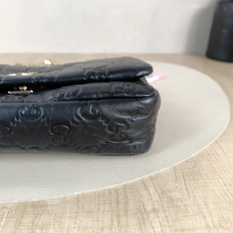GUCCI Crossbody Bag GG Milano Collection Shoulder Bag Black Monogram SL ambskin 21.5 × 5 × 12.5 cm — detail view 11 of 12