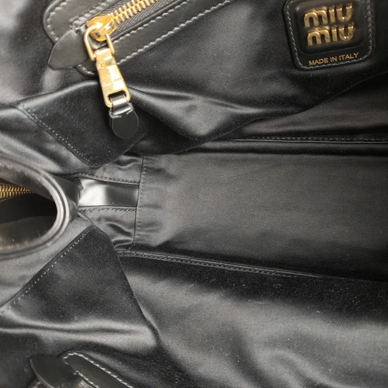 Miumiu Top Handle Bag Beau Black Calfskin Large 34 × 10 × 23 cm — detail view 8 of 12