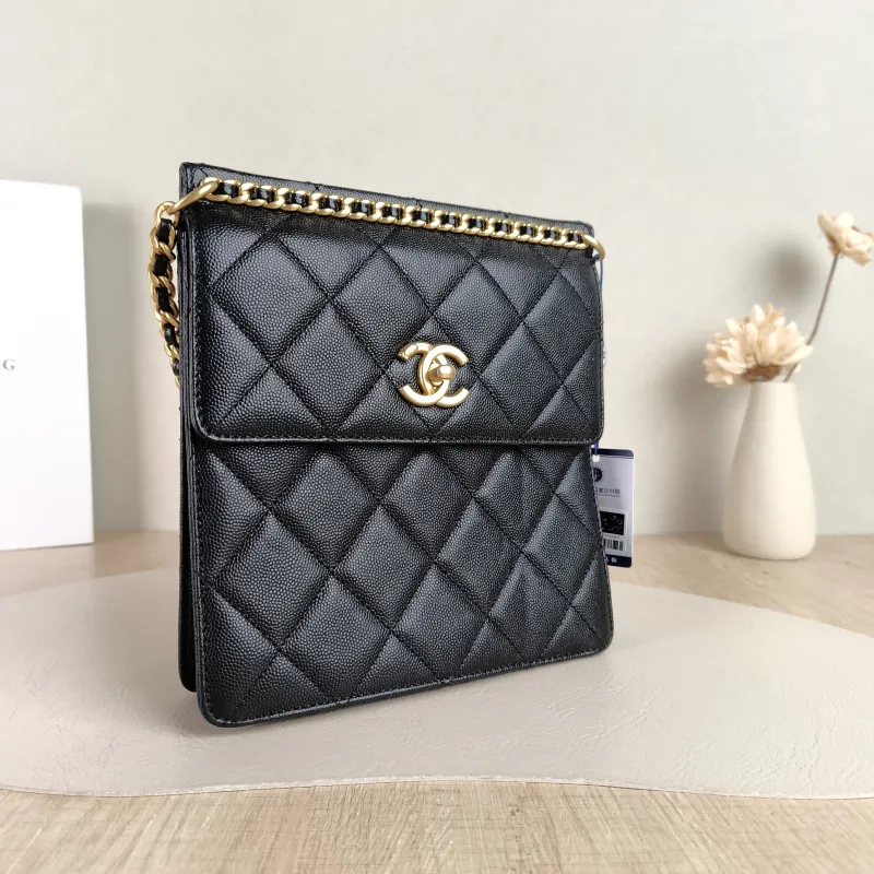Chanel Backpack 23a Backpack Black with Gold-Tone Hardware Grained Calfskin One Size 20 × 7.5 × 21 cm — cover view 5 of 5