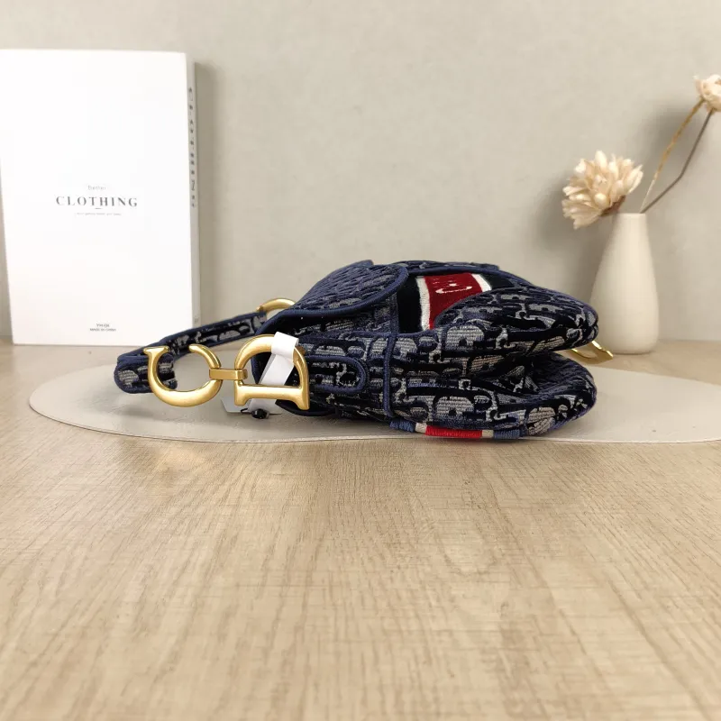 DIOR Top Handle Bag Saddle Blue Canvas Medium25.5 × 6.5 × 20 cm — detail view 7 of 13