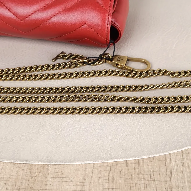 GUCCI Crossbody Bag GG Marmont Mini Marmont Mini Red Calfskin Mini 16.5 × 4.5 × 9.5 cm — detail view 2 of 13
