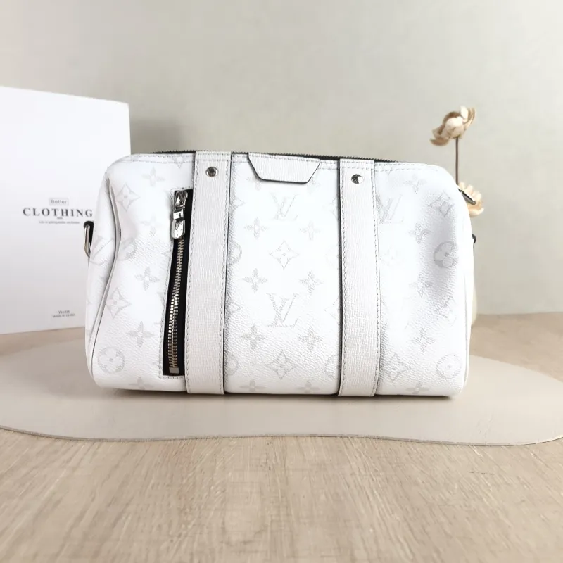 Louis Vuitton Crossbody Bag City Keepall White PVC Medium 27 × 13 × 17 cm