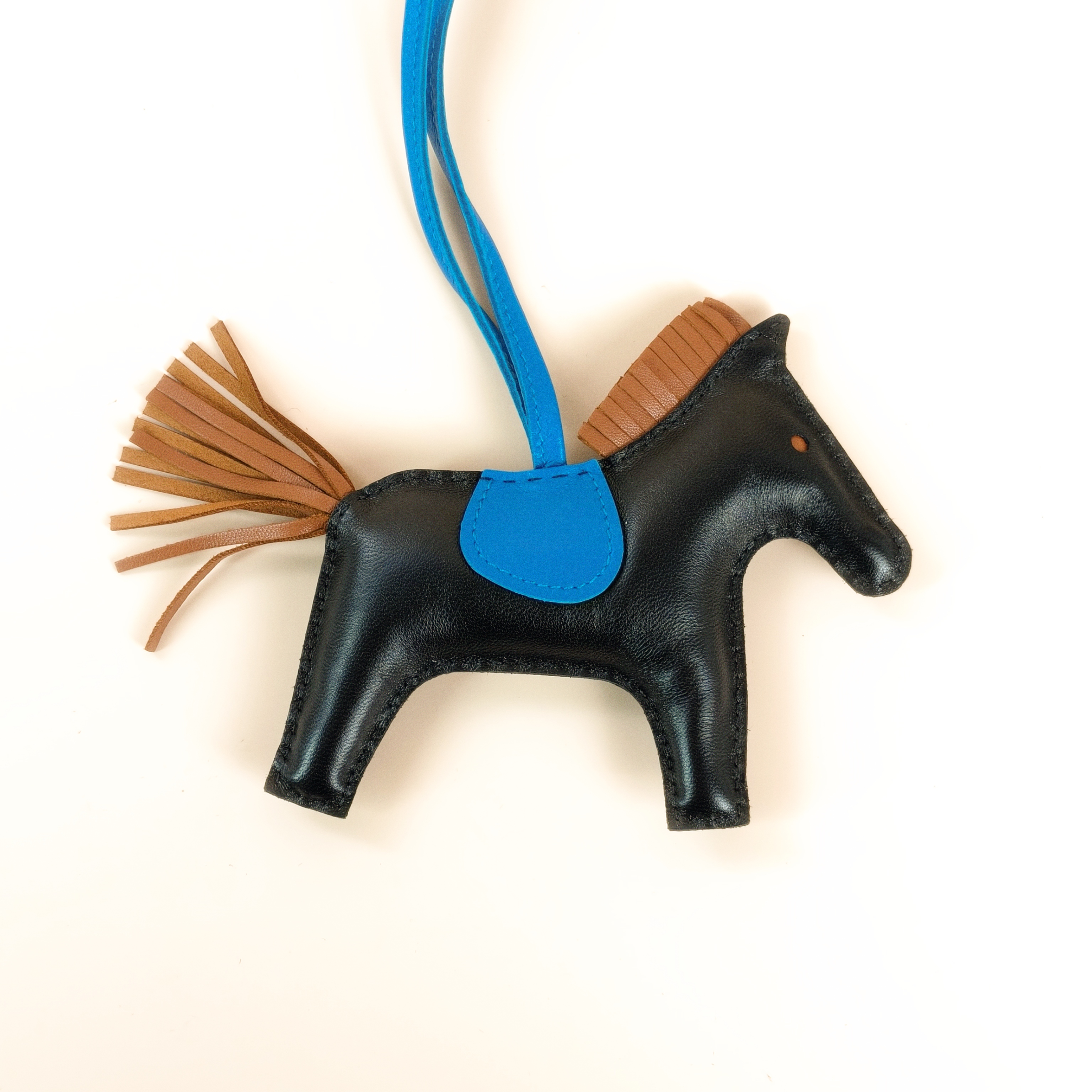 Hermès Charm Charm Black Brown Blue Lambskin Large — cover view 2 of 8