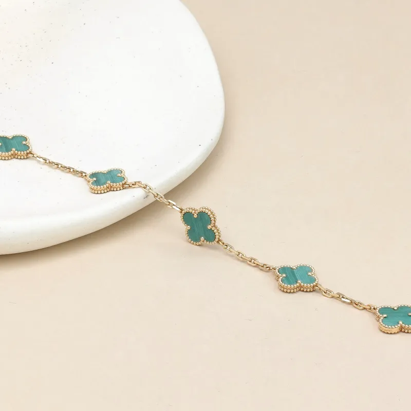 Van Cleef & Arpels Bracelet Alhambra Alhambra Collection Five-Motif Bracelet Malachite18KY ellow Gold Vintage Small19cm — cover view 8 of 11