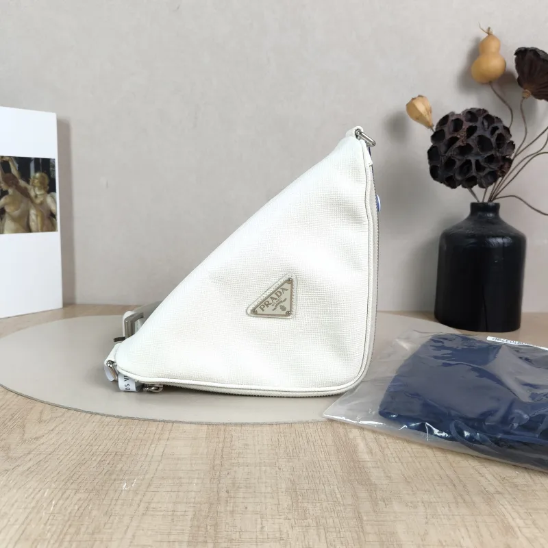 PRADA Shoulder Bag Triangle White Calfskin One Size25 × 7 × 15 cm — cover view 6 of 6