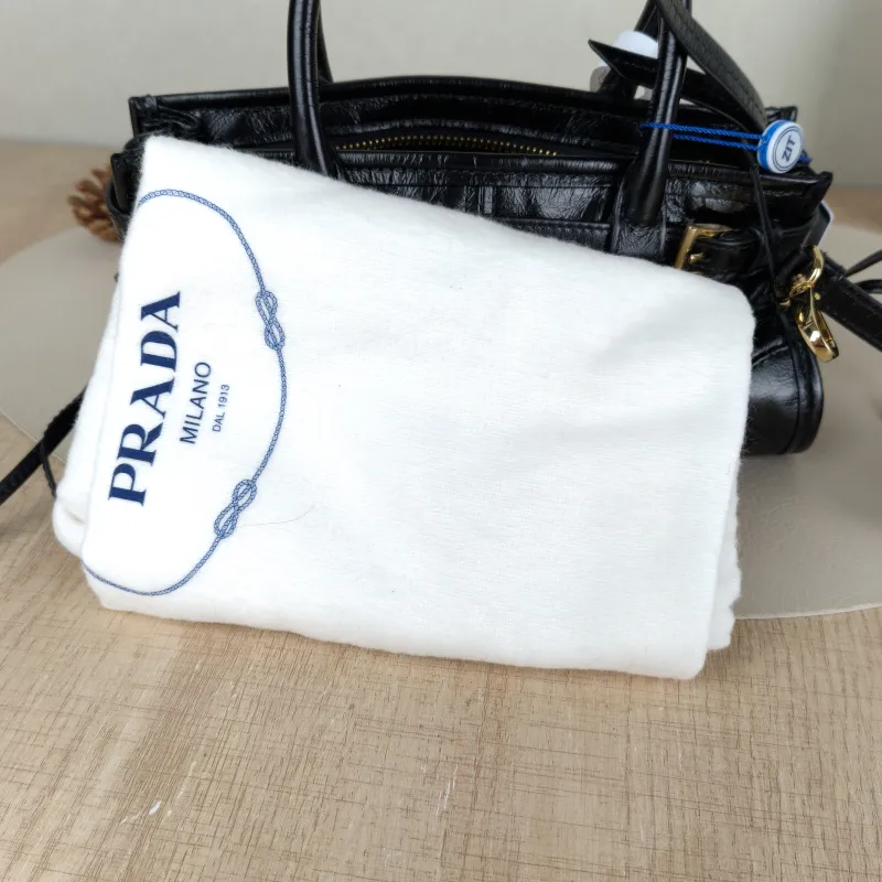 PRADA Shoulder Bag Bonnie Soft Lux Black Waxed Leathermini23.5 × 9 × 12 cm — detail view 12 of 13