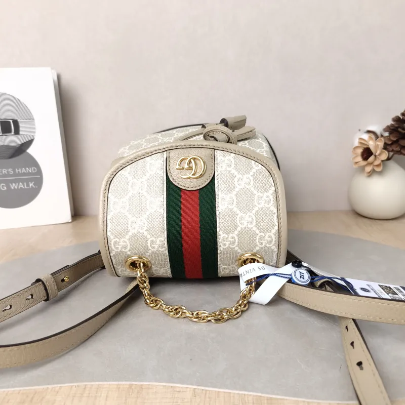 GUCCI Backpack ophidia g Backpack White Monogram PVC Mini 20.5 × 12 × 20 cm — detail view 12 of 12