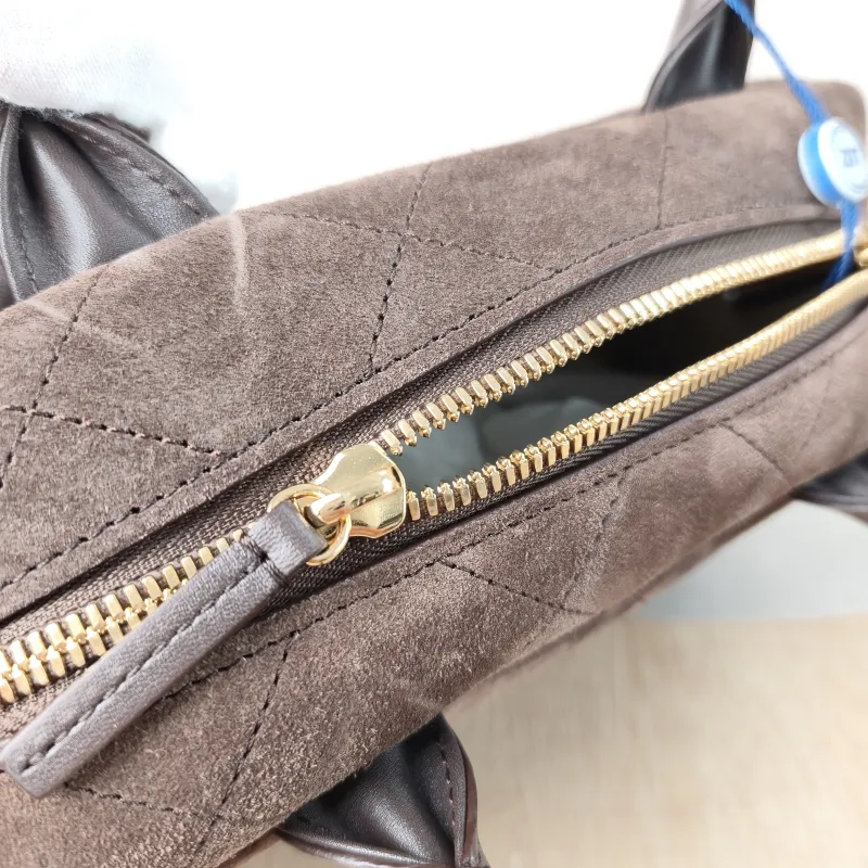 Chanel Shoulder Bag Bowling Bag Brown Suede Medium 30 × 9 × 17 cm — detail view 2 of 13