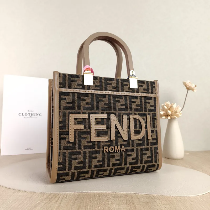 FENDI Crossbody Bag Sunshine Shopping Tote Monogram Canvas Small 25.5 × 12 × 22.5 cm — cover view 2 of 5