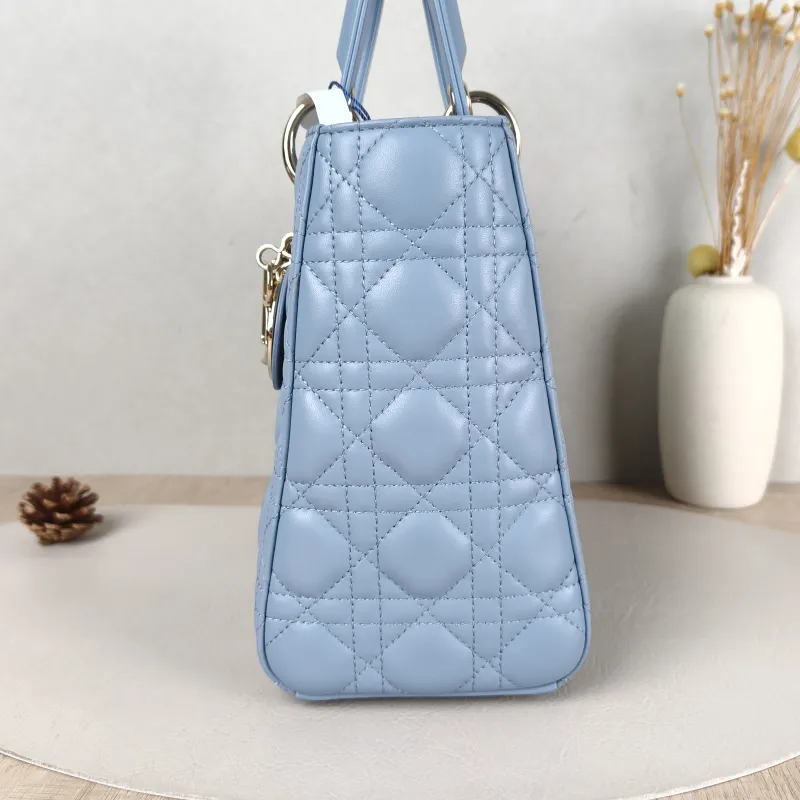 DIOR Top Handle Bag Lady Lady Dior Bag Blue Lambskin Medium 24 × 12 × 21 cm — detail view 5 of 14