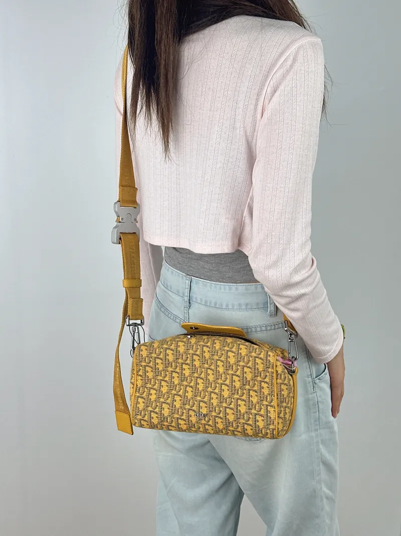 DIOR Crossbody Bag Lingot 22 Shoulder Bag Yellow Canvas One Size 22 × 10.5 × 12.5 cm — on-model view 2 of 2
