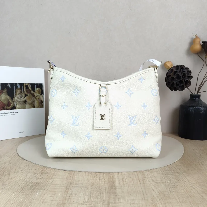 Louis Vuitton Crossbody Bag Carryall White · Blue Calfskin Small 29.5 × 12 × 24 cm