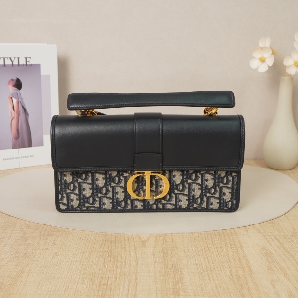 DIOR 30Montaigne Top Handle Blue Canvas · Two Straps Authenticity Card Dust Bag · 25 × 4.5 × 13 cm