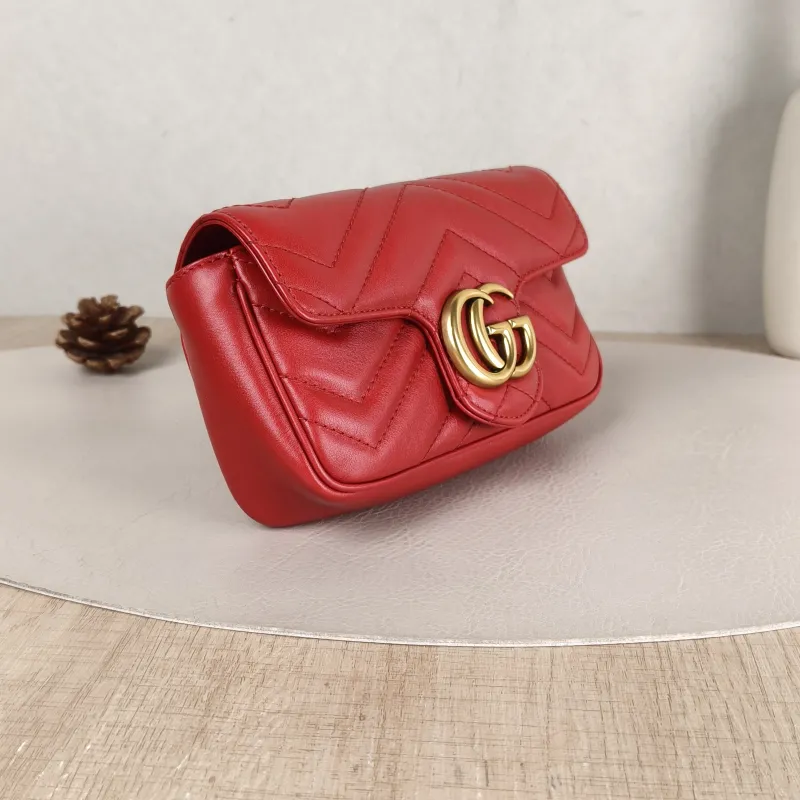 GUCCI Crossbody Bag GG Marmont Mini Marmont Mini Red Calfskin Mini 16.5 × 4.5 × 9.5 cm — cover view 4 of 6