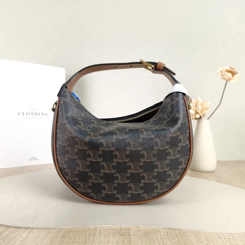 CELINE Crossbody Bag TEEN LULU hobo Monogram PVC 21 × 5 × 18 cm