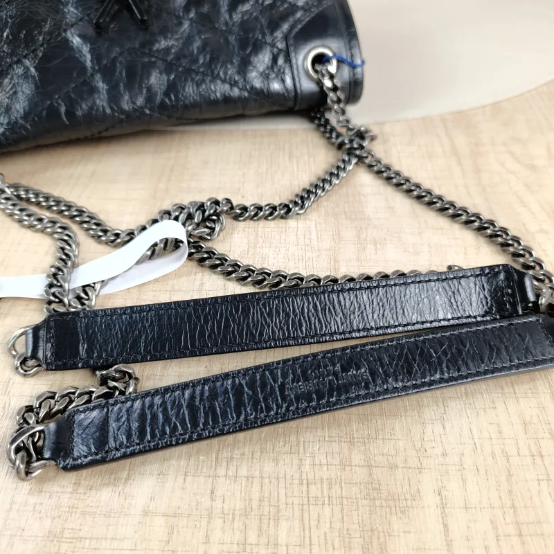 SAINT LAURENT Crossbody Bag Niki Black Waxed Leather Calfskin Small 21 × 7.5 × 16 cm — detail view 13 of 13