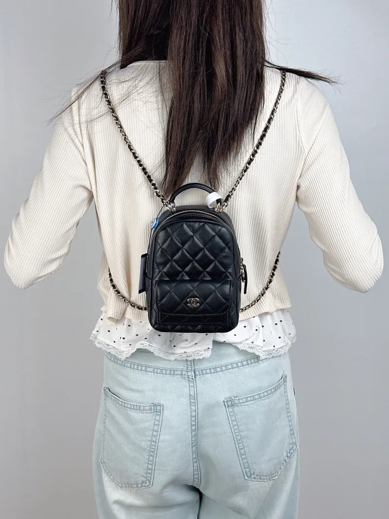 Chanel Backpack mini Backpack Collection Black Calfskin One Size13 × 9 × 18 cm — on-model view 2 of 3