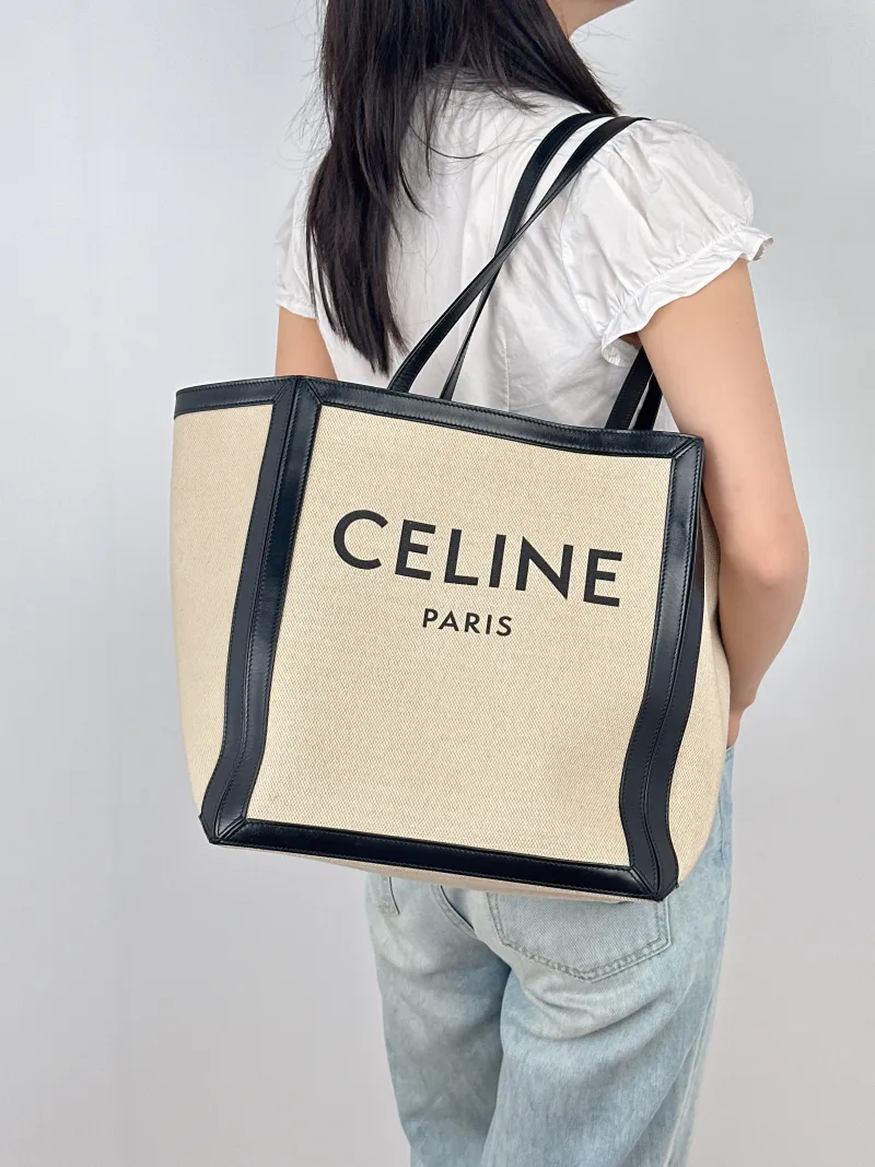 CELINE Top Handle Bagcabas logo tote Colorblock Black Canvas One Size31 × 25 × 30.5 cm — on-model view 1 of 2