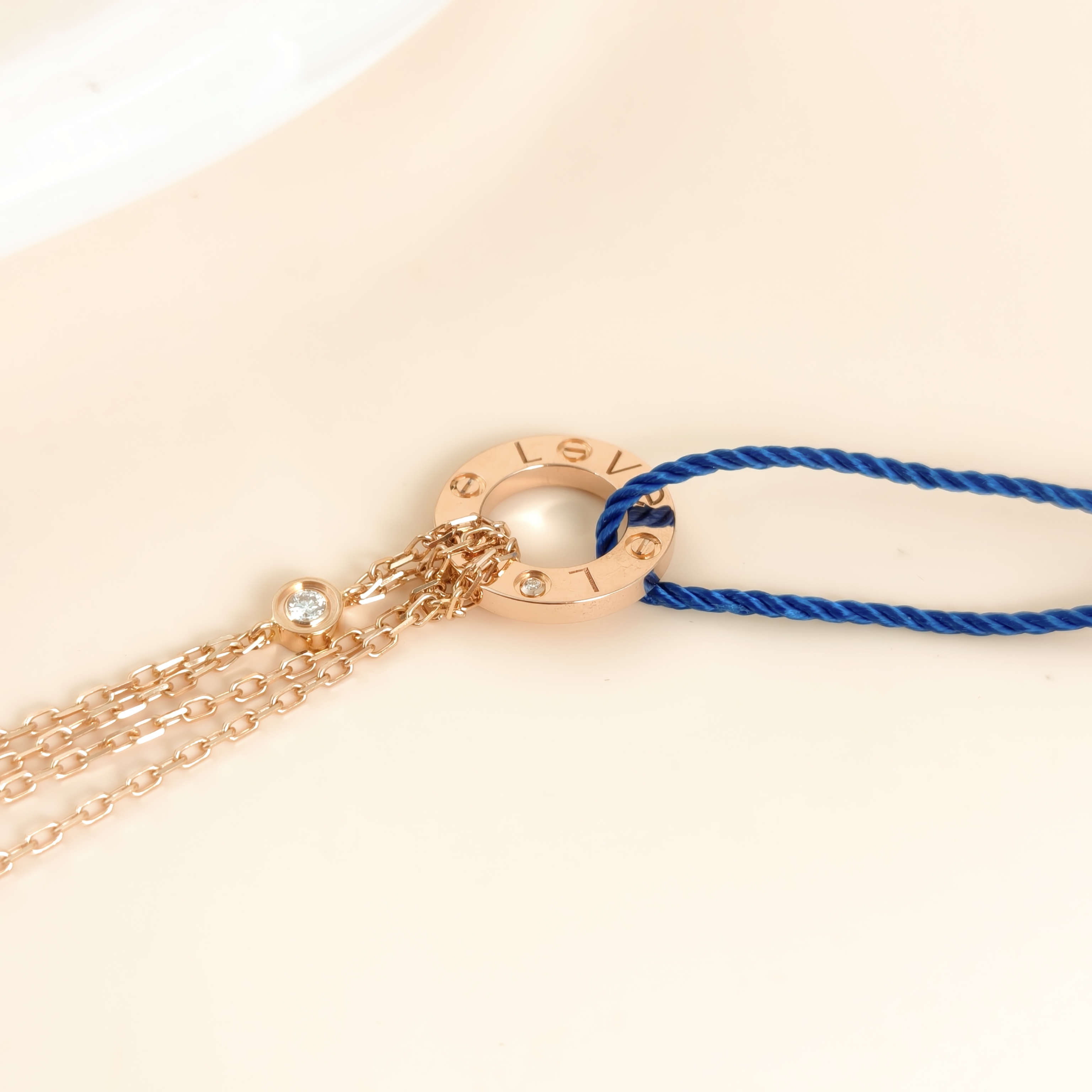 CARTIER Necklace LOVE Collection Pendant 2 Diamond Rose Gold 18KR ose Gold Small Edition40cm — cover view 6 of 8