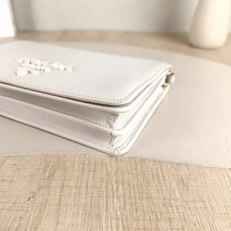 PRADA Crossbody Bag Crossbody Bag White Calfskin One Size 20 × 4 × 13 cm — detail view 13 of 13