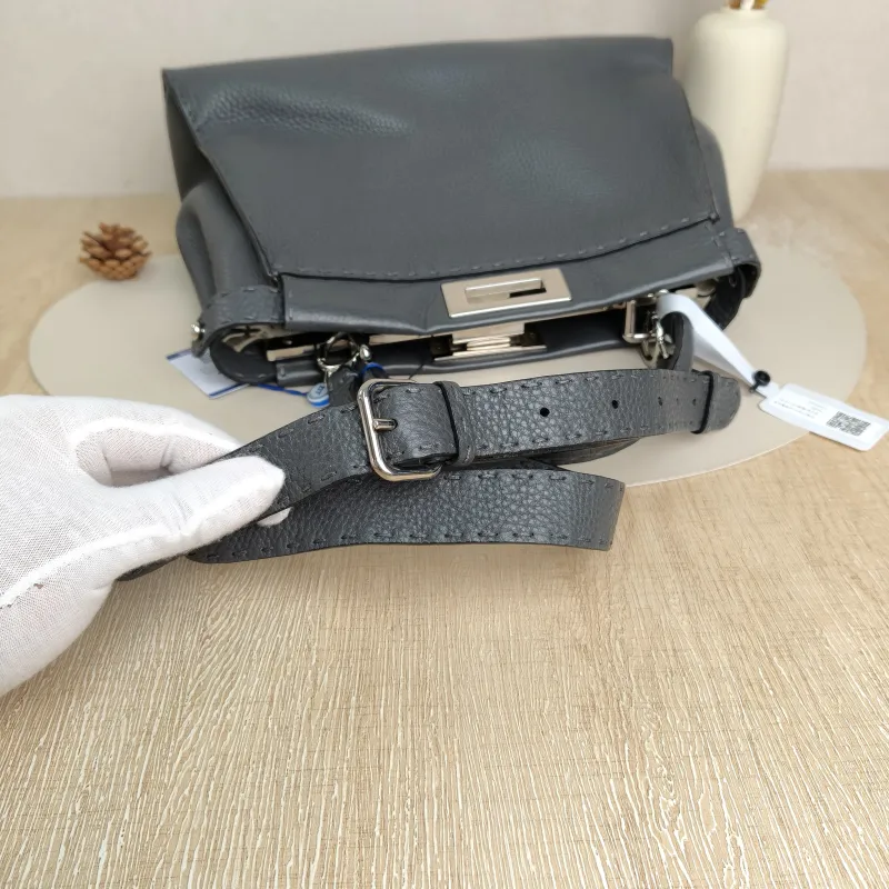 FENDI peekaboo Shoulder Bag Grey Calfskin · Shoulder Strap · 34 × 13 × 26 cm — detail view 5 of 10