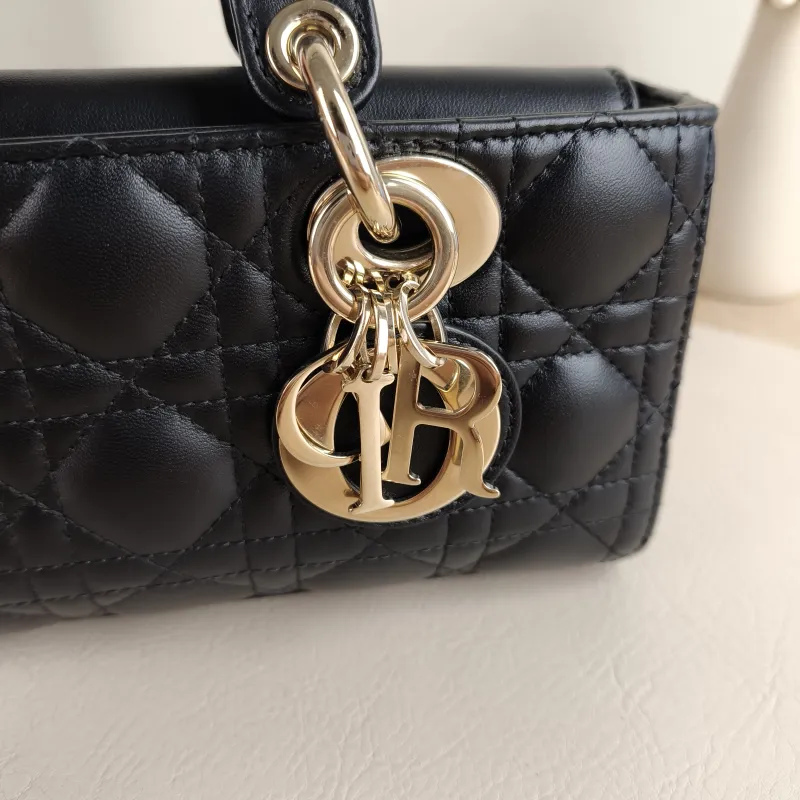 DIOR Top Handle Bag Lady D-Joy Black Lambskin Small 22 × 6 × 11 cm — detail view 11 of 11