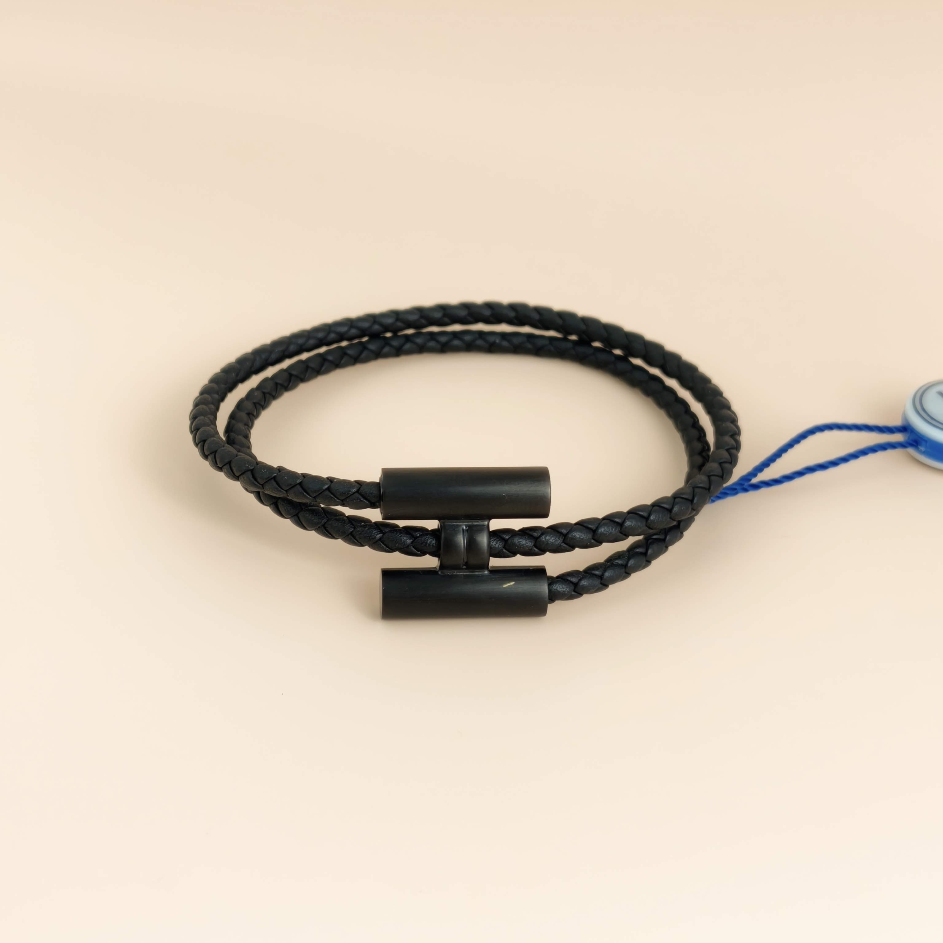 Hermès Bangle Tournis Tresse HB angle Black One Size 34cm