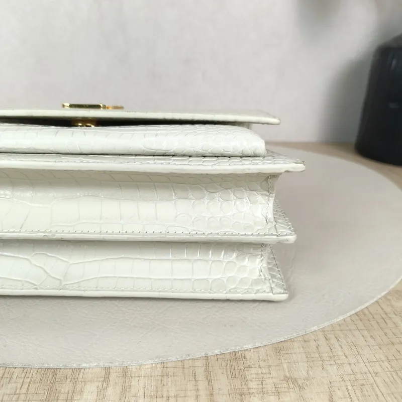SAINT LAURENT Crossbody Bag SUNSET White Calfskin Medium 22 × 6.5 × 16 cm — detail view 1 of 11