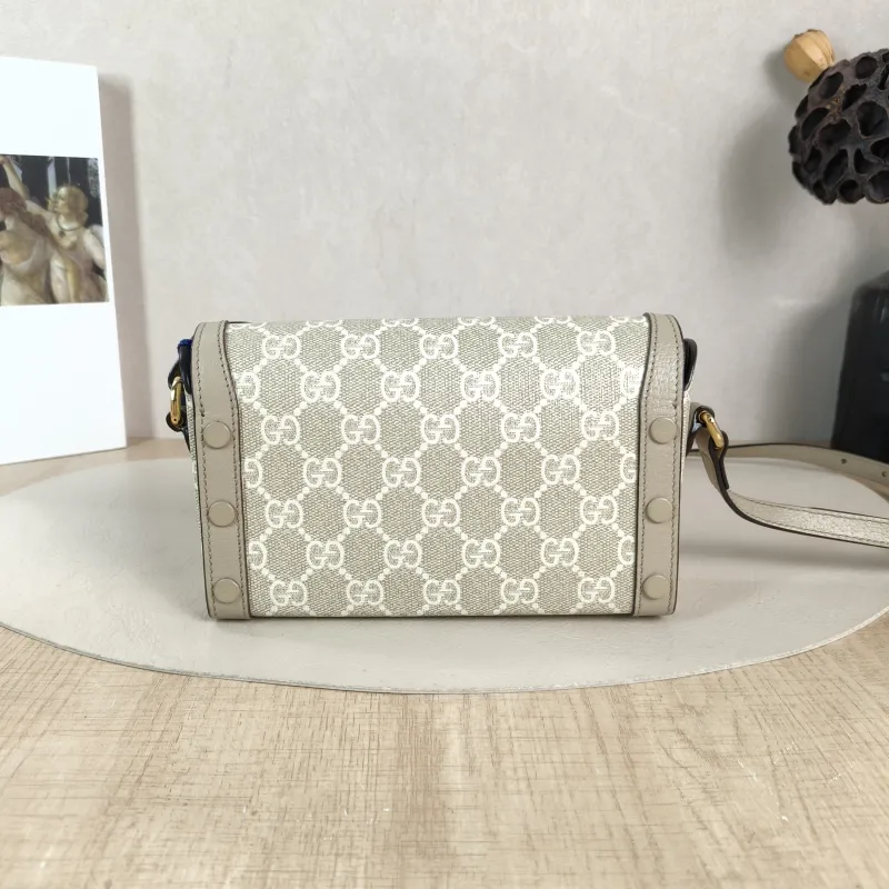 GUCCI Crossbody Bag Horsebit 1955Collection Mini Box Bag White Monogram PVC Mini 18 × 5 × 12 cm — cover view 5 of 5
